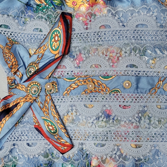 dalia macphee long sleeve bow tie neck pleat skirt dress